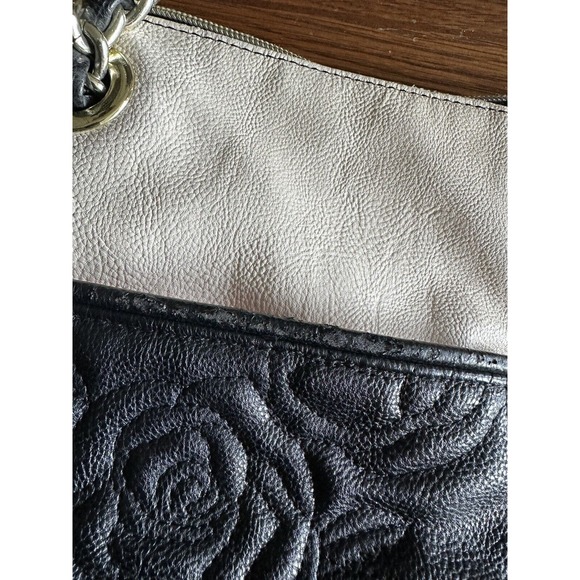 Betsy Johnson Black & White Roses Satchel Tote - Picture 7 of 13